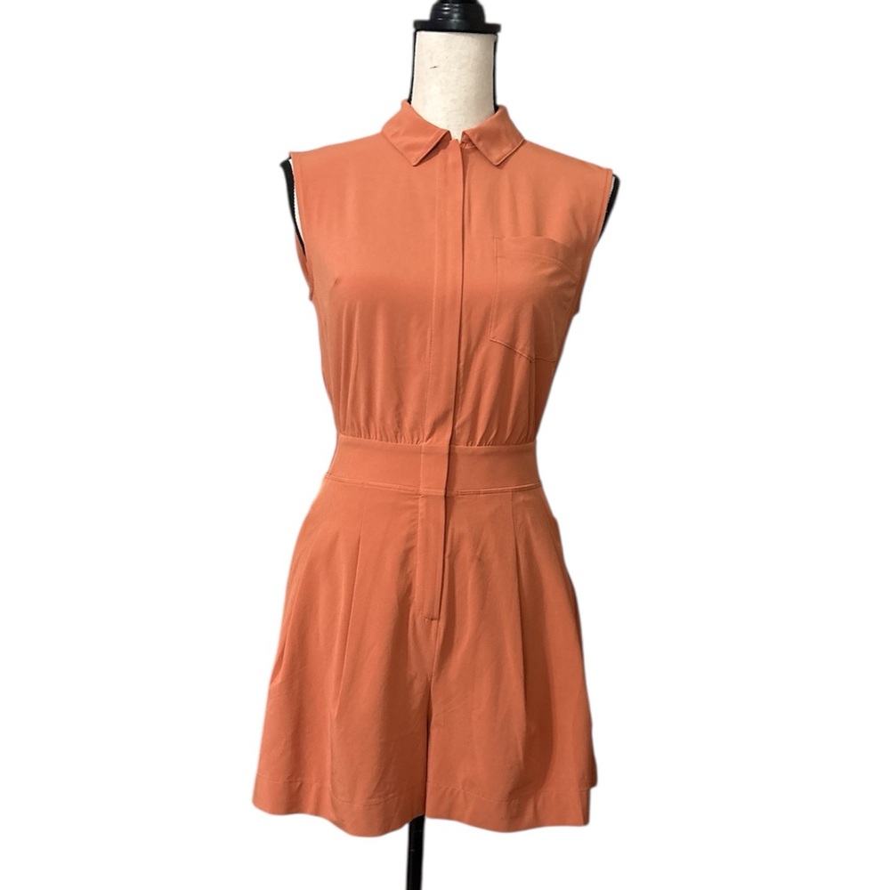 Athleta Sleeveless Collared Romper in Terracotta Orange - Picture 7 of 13